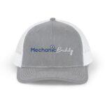 Mechanic Buddy Snapback Trucker Cap front grey with white
