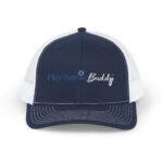 Mechanic Buddy Snapback Trucker Cap front blue and white